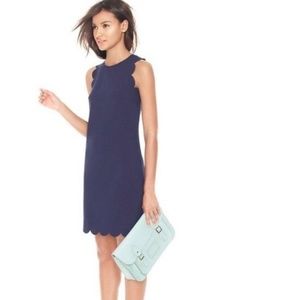 J Crew Navy Blue Scalloped Women Cocktail Dress